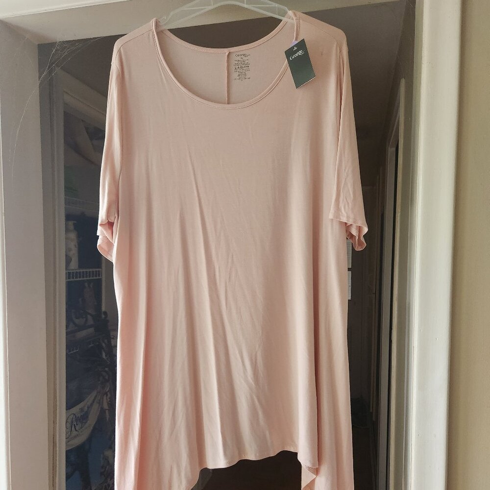A9   Nwt Lovely peach - super long t-shirt fun hem & bell sleeves 2x Super soft